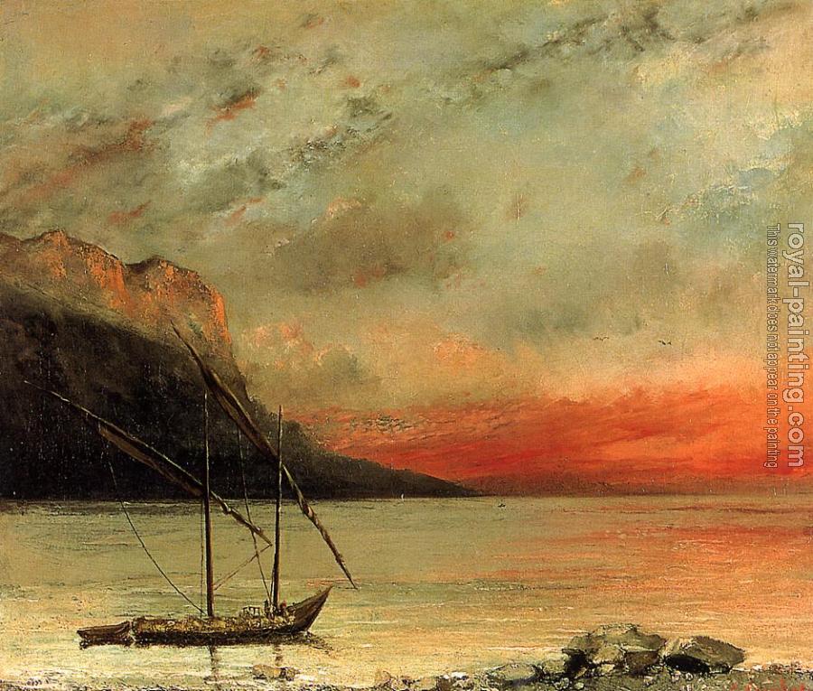 Gustave Courbet : Sunset on Lake Leman